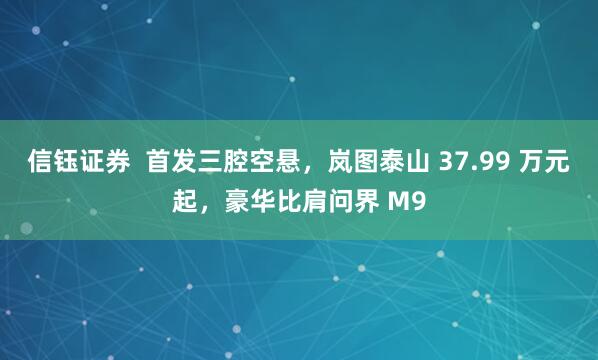 信钰证券  首发三腔空悬，岚图泰山 37.99 万元起，豪华比肩问界 M9